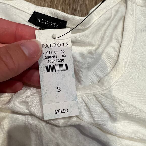 TALBOTS Women's Pleated Sleeve Crewneck Top Size S In White - Picture 12 of 13